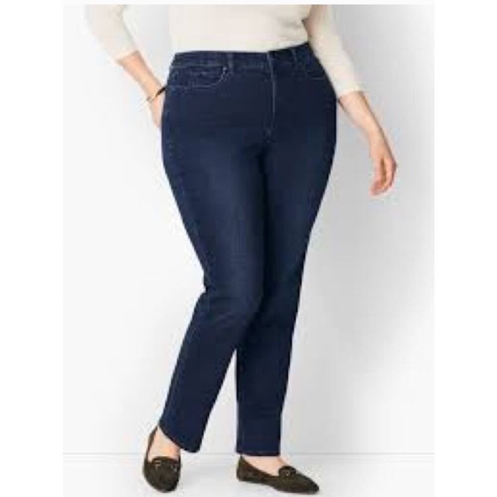 Talbots Women's Casual Denim Blue Jeans W-Curvy Slim Ankle Straight Leg Size 18W